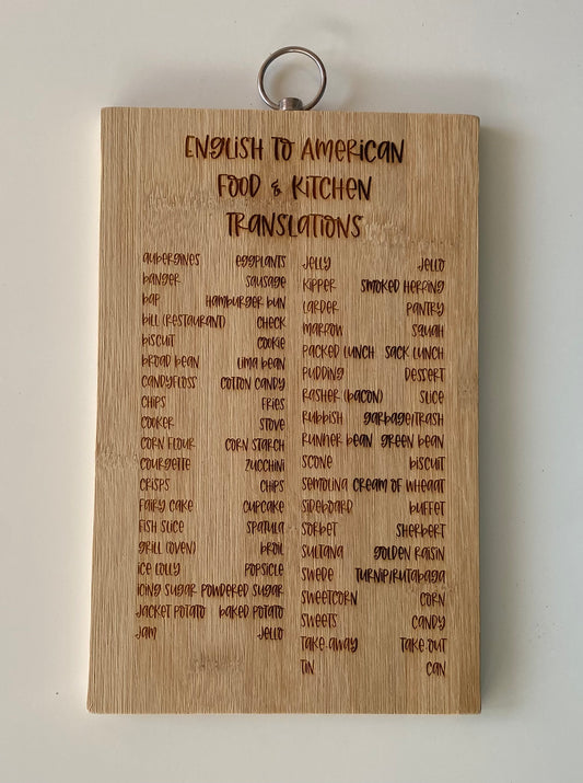 English to American Translations Cutting Board