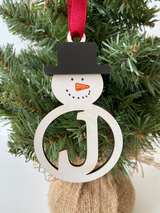 Snowman Initial Ornament